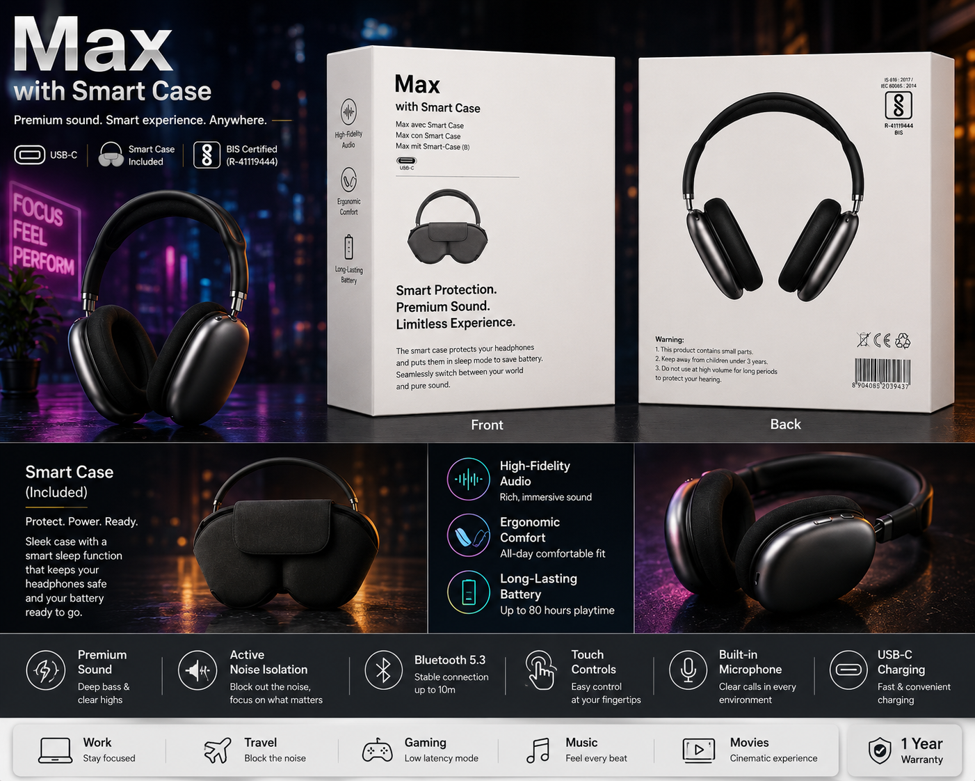 ChatGPT Image Aug 7, 2026, 01_26_47 PM Max Wireless Headphones with Smart Case - Image 1