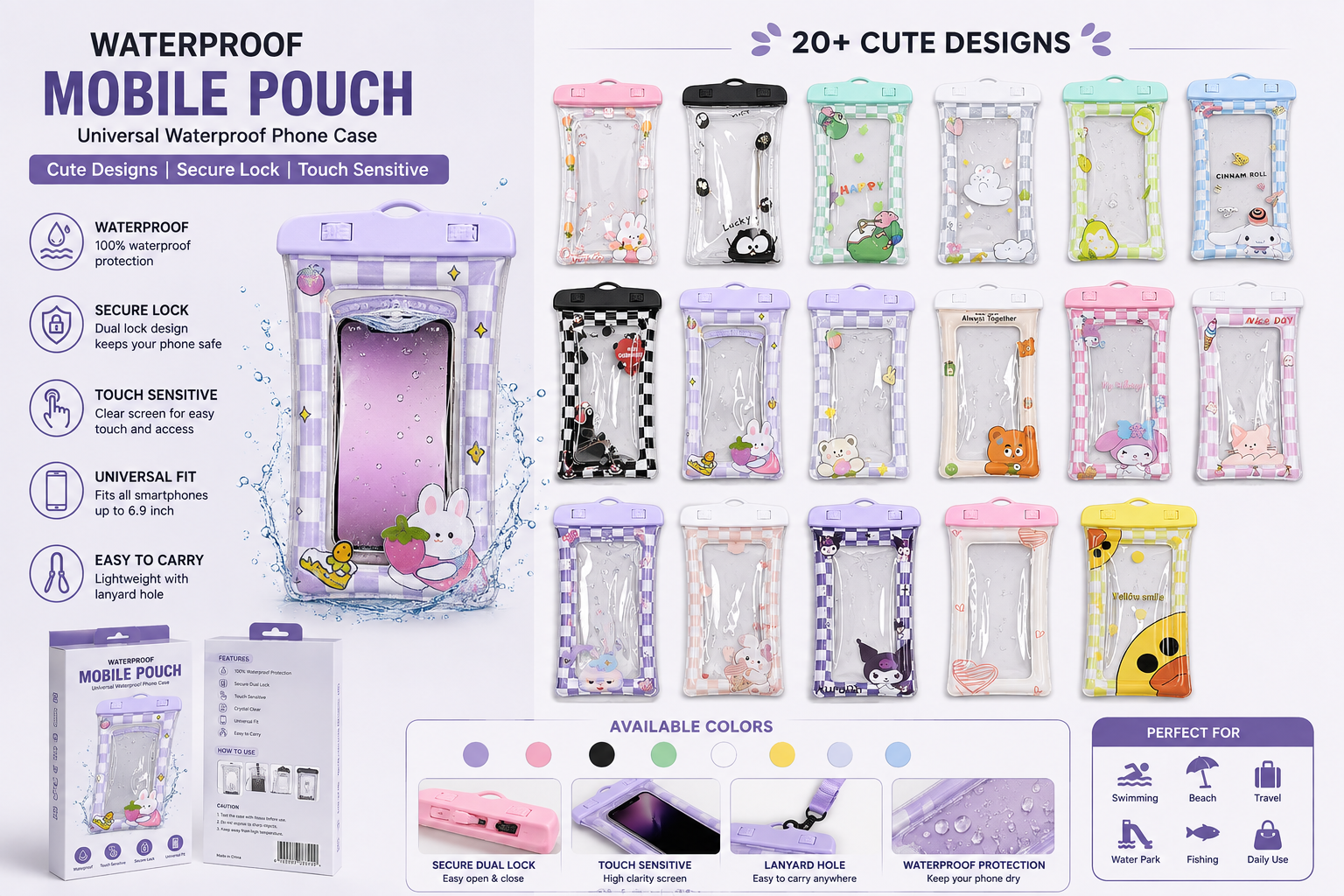 ChatGPT Image Aug 7, 2026, 12_45_11 PM Cute Waterproof Universal Mobile Phone Pouch - Image 1