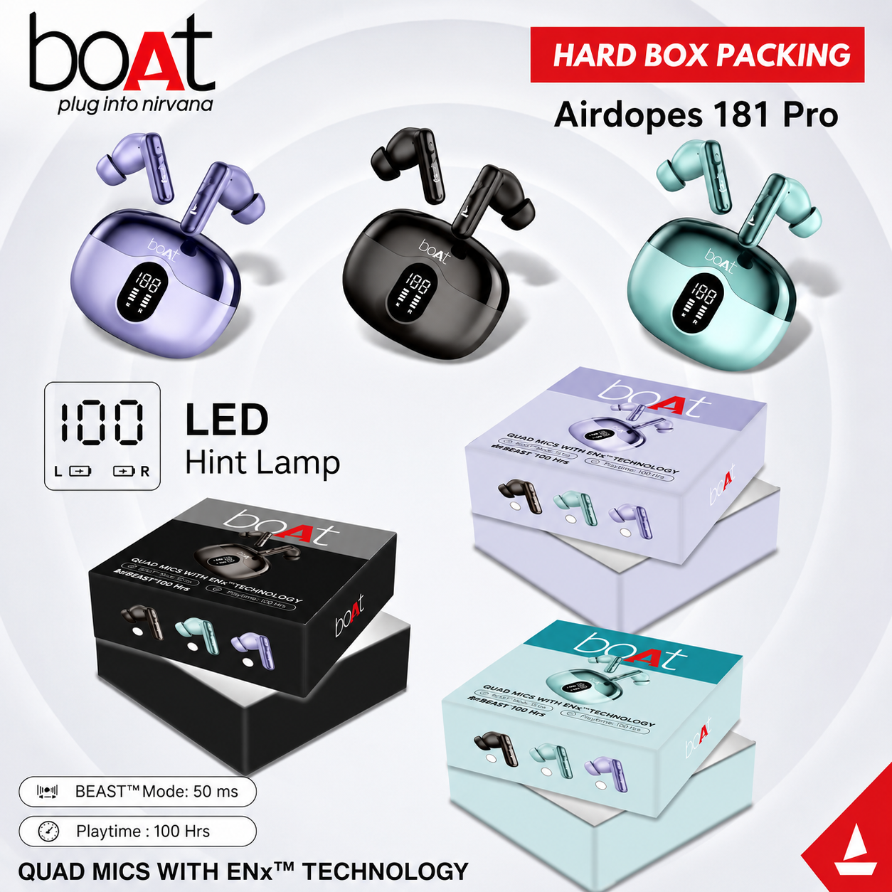 ChatGPT Image Aug 8, 2026, 04_58_12 PM boAt Airdopes 181 Pro TWS Earbuds | LED Battery Display | Quad Mic ENx™ Calling | BEAST™ Mode 50ms | Up to 100 Hours Playback | Bluetooth 5.3 | Type-C Fast Charging - Image 1