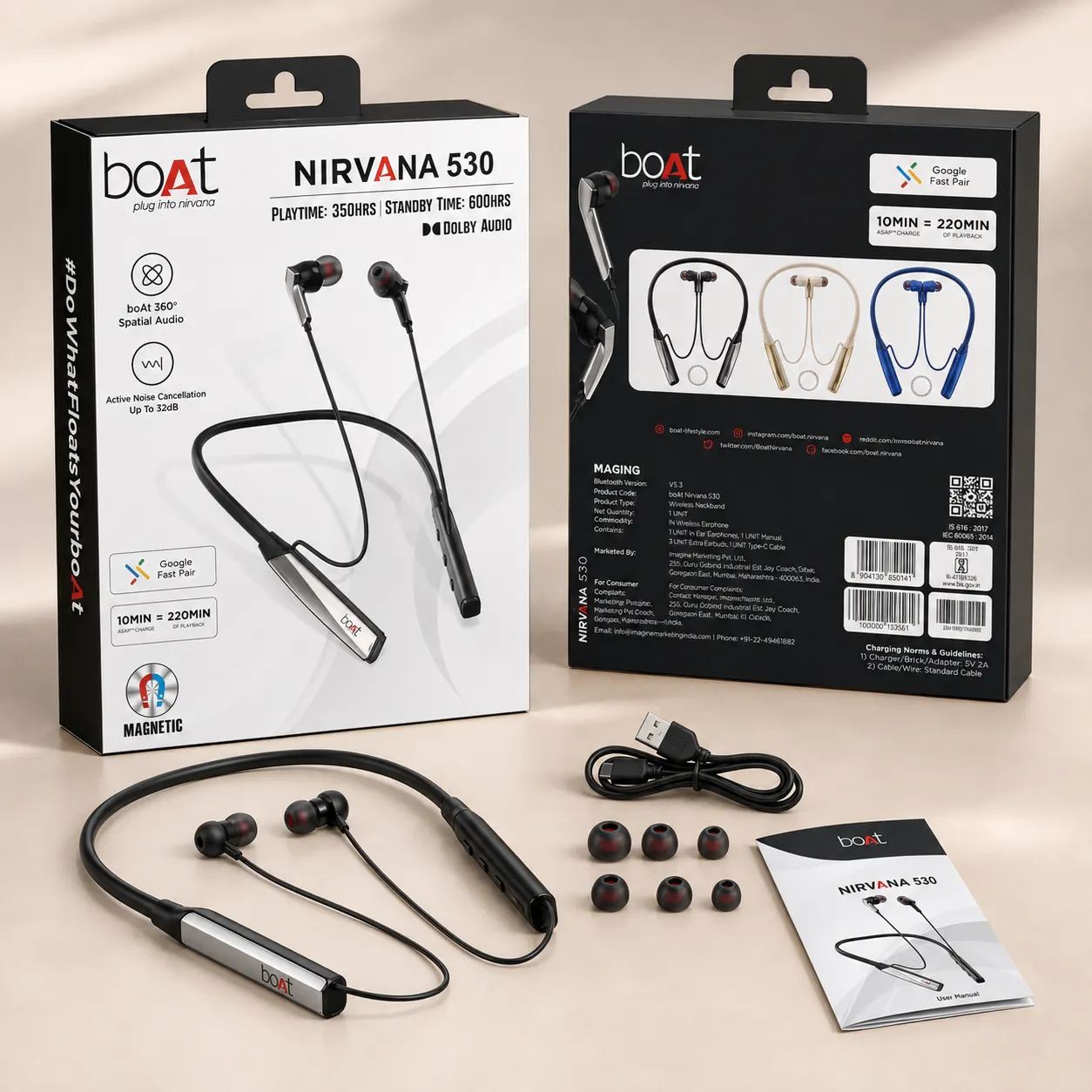 b boAt Nirvana 530 Bluetooth Wireless Neckband - Image 1
