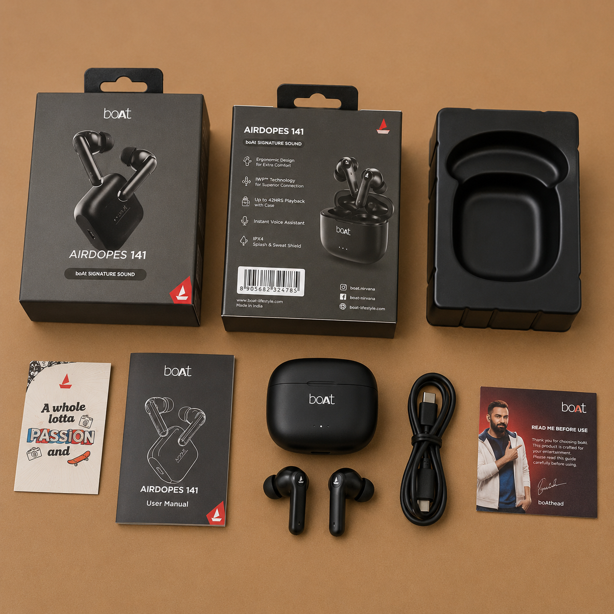 ChatGPT Image Sep 1, 2026, 04_10_58 PM boAt Airdopes 141 True Wireless Earbuds | Bluetooth TWS Earphones | Charging Case | Black - Image 1