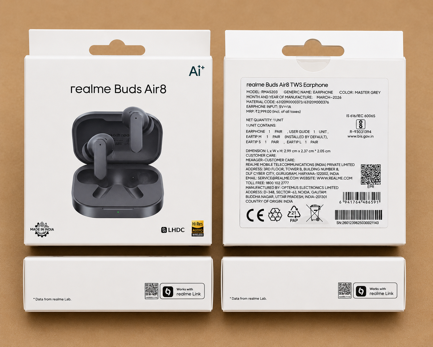ChatGPT Image Sep 1, 2026, 04_23_20 PM realme Buds Air8 True Wireless Earbuds | TWS Earphones | Hi-Res Audio | LHDC | Master Grey - Image 1
