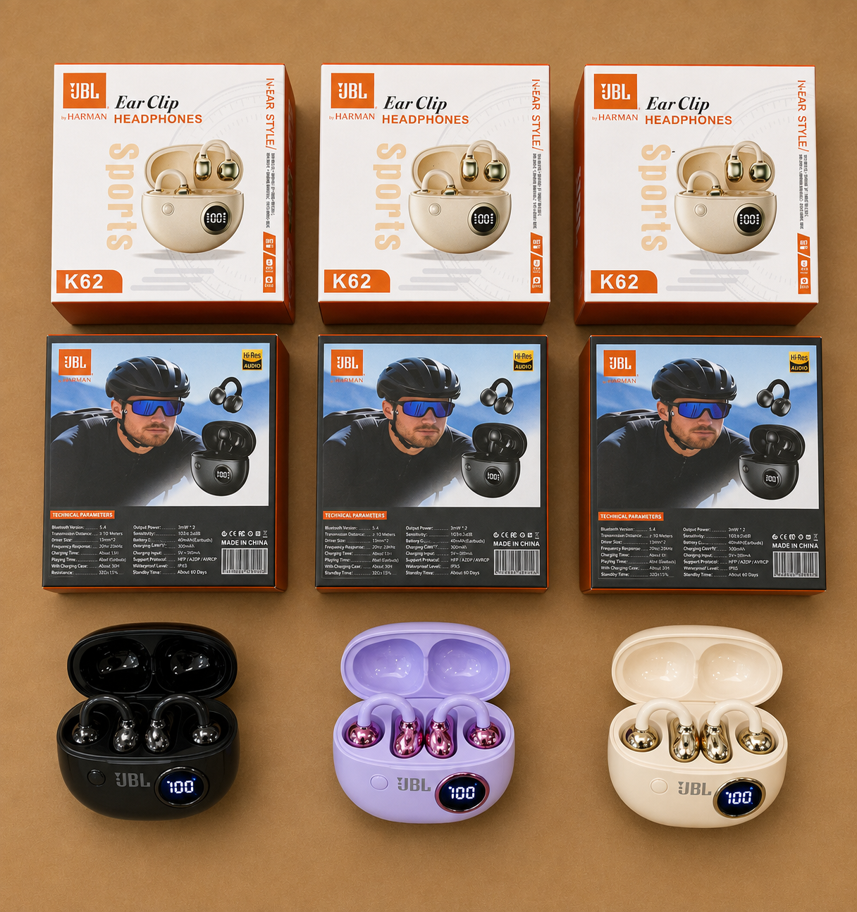 ChatGPT Image Sep 1, 2026, 08_05_40 PM JBL K62 Ear Clip Sports Headphones | Wireless Earbuds with Charging Case | Digital Display | Multiple Colours - Image 1