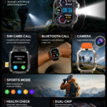 BW16 Smart Watch with SIM Card Calling | Bluetooth Calling | LED Flashlight | Camera | Sports Modes | Health Monitoring