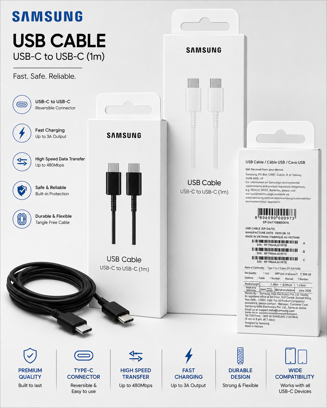 ChatGPT Image Sep 2, 2026, 02_10_54 PM Samsung USB-C to USB-C Cable 1m | USB Type-C Charging & Data Cable - Image 1