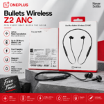 OnePlus Bullets Wireless Z2 ANC Neckband | Active Noise Cancellation | Fast Charging | Booming Black