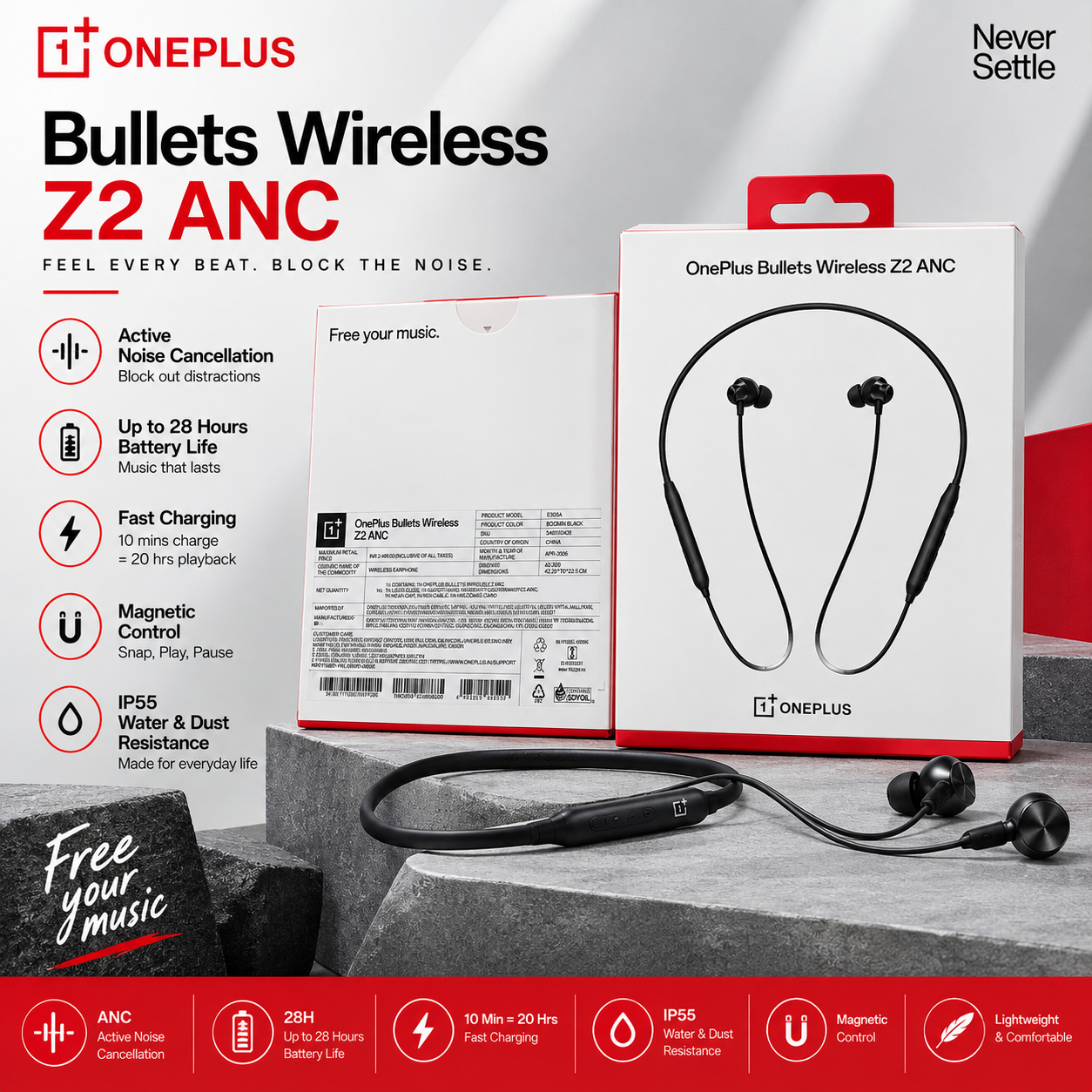 ChatGPT Image Sep 7, 2026, 12_45_40 AM OnePlus Bullets Wireless Z2 ANC Neckband | Active Noise Cancellation | Fast Charging | Booming Black - Image 1